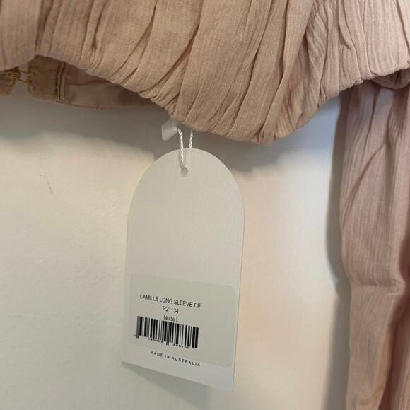 NWT Rumer Camille Long Sleeve Crop Top In Nude Size Large - Picture 3 of 6